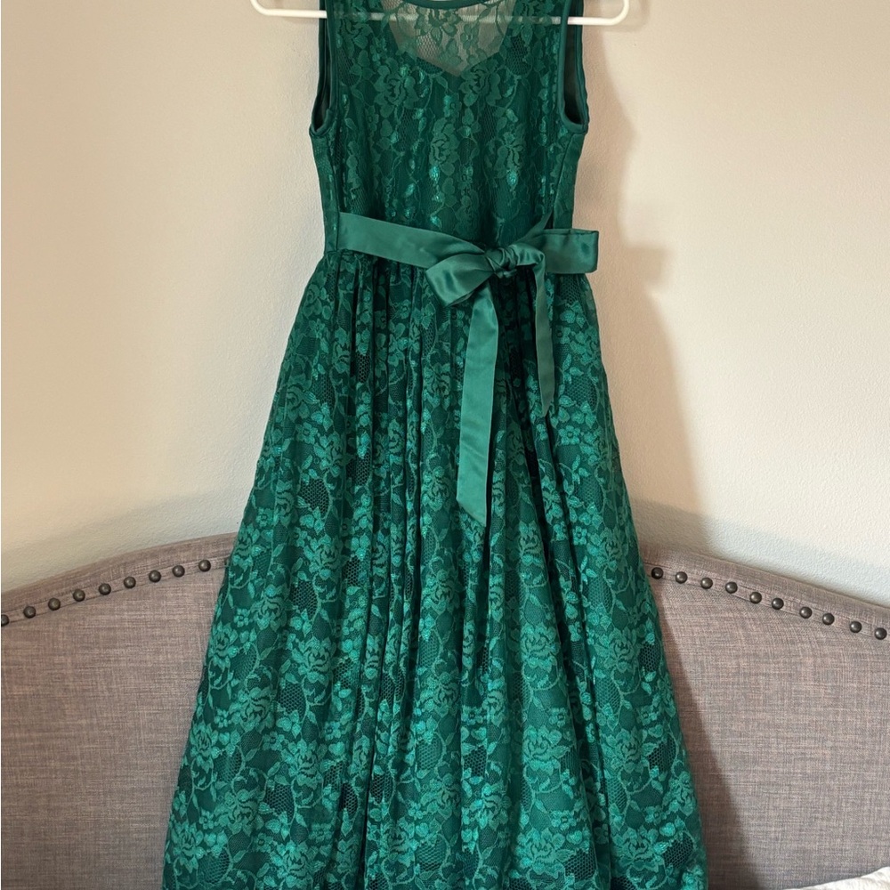 Green Floral Lace Kids Dress